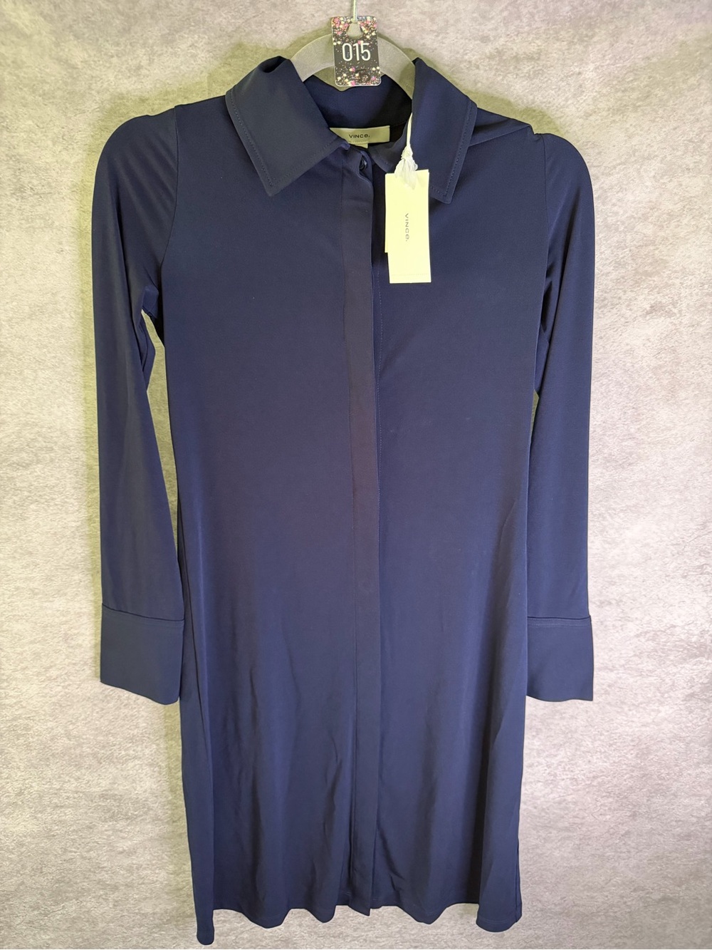 Vince Navy Blue Long Sleeve Shirt Dress